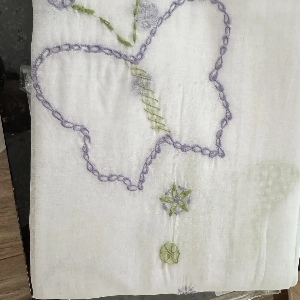 NWT Pottery Barn Curtain Panel Dot Butterfly Lavender Yellow Sheer 84” Pole‎